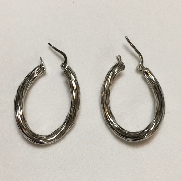 Milor Made In Italy Sterling Wavy Hoop Earrings - Picture 2 of 6